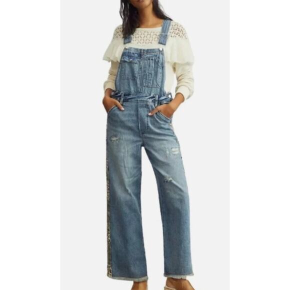 Anthropology Pilcro The Lex Denim Overalls - in Leopard Side - Picture 2 of 8
